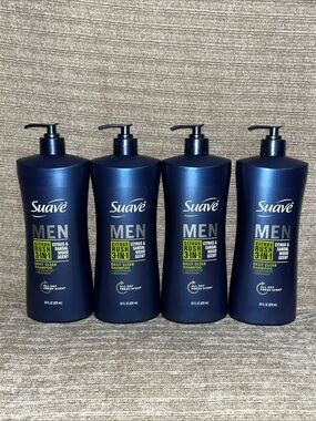 4 Pack Suave MEN Citrus & Sandal Wood Scent Citrus Rush 3-in-1 Shampoo Body wash